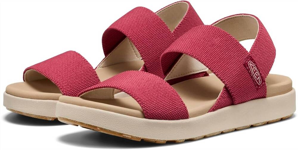 NEW KEEN women's elle backstrap casual platform sandals in garnet/birch